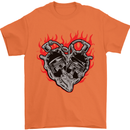 Biker Heart Motorbike Motorcycle Mens T-Shirt Cotton Gildan Orange