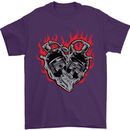 Biker Heart Motorbike Motorcycle Mens T-Shirt Cotton Gildan Purple
