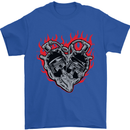 Biker Heart Motorbike Motorcycle Mens T-Shirt Cotton Gildan Royal Blue