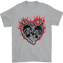 Biker Heart Motorbike Motorcycle Mens T-Shirt Cotton Gildan Sports Grey