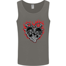 Biker Heart Motorbike Motorcycle Mens Vest Tank Top Charcoal