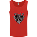 Biker Heart Motorbike Motorcycle Mens Vest Tank Top Red