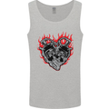 Biker Heart Motorbike Motorcycle Mens Vest Tank Top Sports Grey