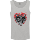 Biker Heart Motorbike Motorcycle Mens Vest Tank Top Sports Grey