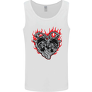 Biker Heart Motorbike Motorcycle Mens Vest Tank Top White