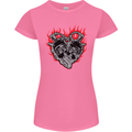 Biker Heart Motorbike Motorcycle Womens Petite Cut T-Shirt Azalea