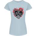 Biker Heart Motorbike Motorcycle Womens Petite Cut T-Shirt Light Blue