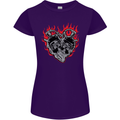 Biker Heart Motorbike Motorcycle Womens Petite Cut T-Shirt Purple