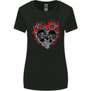 Biker Heart Motorbike Motorcycle Womens Wider Cut T-Shirt Black