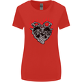 Biker Heart Motorbike Motorcycle Womens Wider Cut T-Shirt Red