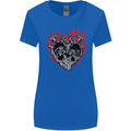 Biker Heart Motorbike Motorcycle Womens Wider Cut T-Shirt Royal Blue
