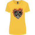 Biker Heart Motorbike Motorcycle Womens Wider Cut T-Shirt Yellow