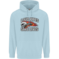 Biker Loud Pipes Saves Lives Motorcycle Mens 80% Cotton Hoodie Light Blue