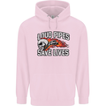 Biker Loud Pipes Saves Lives Motorcycle Mens 80% Cotton Hoodie Light Pink