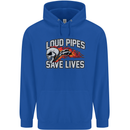 Biker Loud Pipes Saves Lives Motorcycle Mens 80% Cotton Hoodie Royal Blue