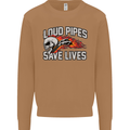 Biker Loud Pipes Saves Lives Motorcycle Mens Sweatshirt Jumper Caramel Latte