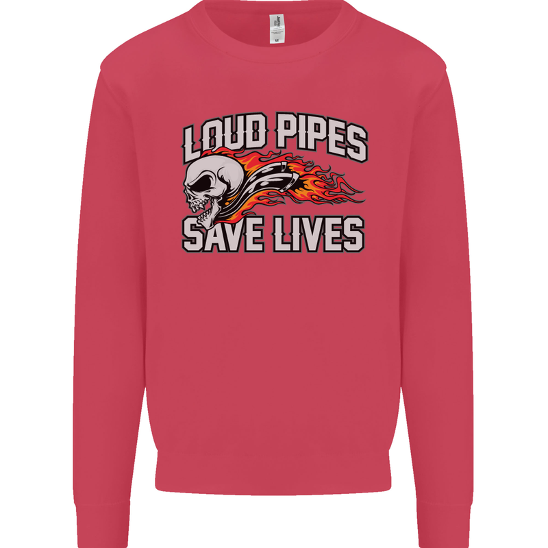 Biker Loud Pipes Saves Lives Motorcycle Mens Sweatshirt Jumper Heliconia