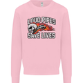 Biker Loud Pipes Saves Lives Motorcycle Mens Sweatshirt Jumper Light Pink