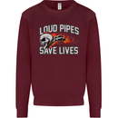 Biker Loud Pipes Saves Lives Motorcycle Mens Sweatshirt Jumper Maroon