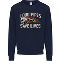 Biker Loud Pipes Saves Lives Motorcycle Mens Sweatshirt Jumper Navy Blue