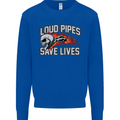 Biker Loud Pipes Saves Lives Motorcycle Mens Sweatshirt Jumper Royal Blue