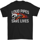 Biker Loud Pipes Saves Lives Motorcycle Mens T-Shirt Cotton Gildan Black