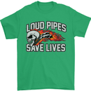Biker Loud Pipes Saves Lives Motorcycle Mens T-Shirt Cotton Gildan Irish Green