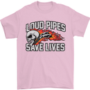 Biker Loud Pipes Saves Lives Motorcycle Mens T-Shirt Cotton Gildan Light Pink
