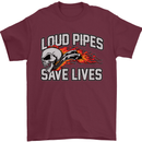 Biker Loud Pipes Saves Lives Motorcycle Mens T-Shirt Cotton Gildan Maroon