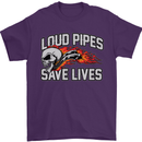 Biker Loud Pipes Saves Lives Motorcycle Mens T-Shirt Cotton Gildan Purple
