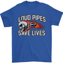 Biker Loud Pipes Saves Lives Motorcycle Mens T-Shirt Cotton Gildan Royal Blue