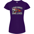 Biker Loud Pipes Saves Lives Motorcycle Womens Petite Cut T-Shirt Purple