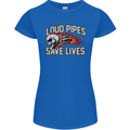 Biker Loud Pipes Saves Lives Motorcycle Womens Petite Cut T-Shirt Royal Blue