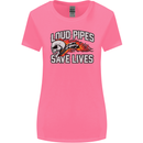 Biker Loud Pipes Saves Lives Motorcycle Womens Wider Cut T-Shirt Azalea