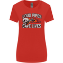 Biker Loud Pipes Saves Lives Motorcycle Womens Wider Cut T-Shirt Red