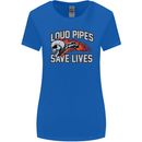 Biker Loud Pipes Saves Lives Motorcycle Womens Wider Cut T-Shirt Royal Blue