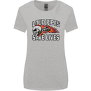 Biker Loud Pipes Saves Lives Motorcycle Womens Wider Cut T-Shirt Sports Grey