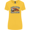 Biker Loud Pipes Saves Lives Motorcycle Womens Wider Cut T-Shirt Yellow