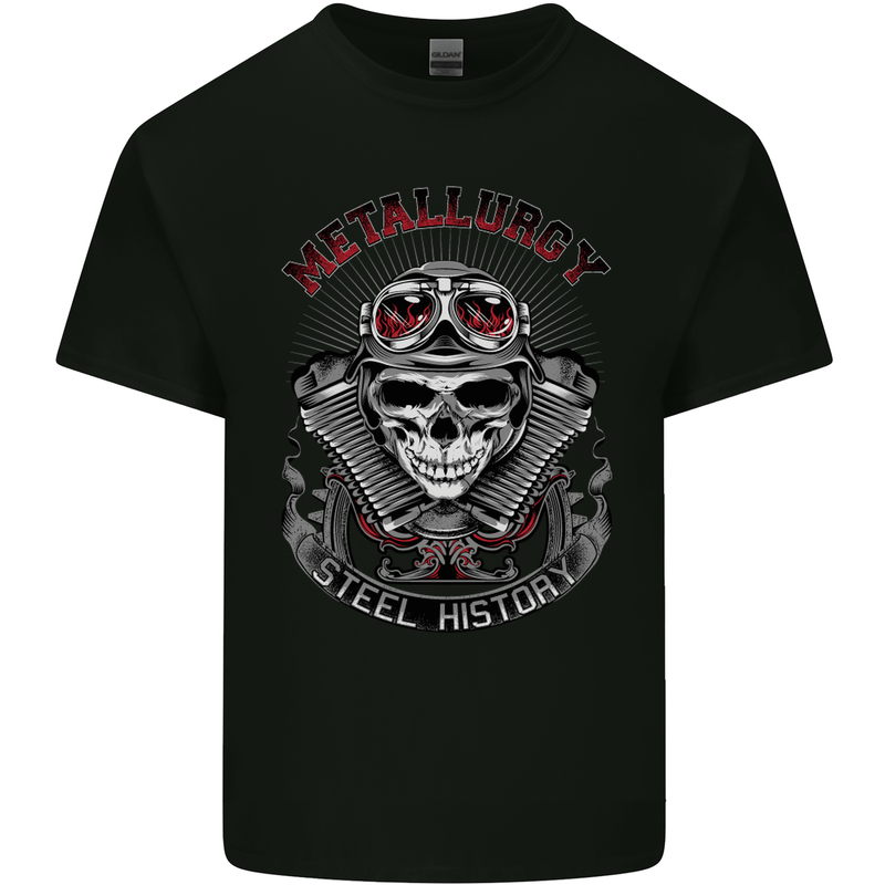 Biker Metallurgy Motorbike Motorcycle Skull Mens Cotton T-Shirt Tee Top Black