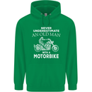 Biker Old Man Motorbike Motorcycle Funny Childrens Kids Hoodie Irish Green