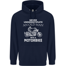 Biker Old Man Motorbike Motorcycle Funny Childrens Kids Hoodie Navy Blue