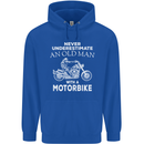 Biker Old Man Motorbike Motorcycle Funny Childrens Kids Hoodie Royal Blue