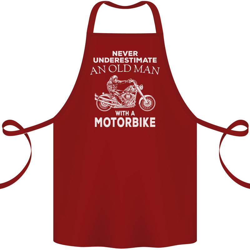 Biker Old Man Motorbike Motorcycle Funny Cotton Apron 100% Organic Maroon