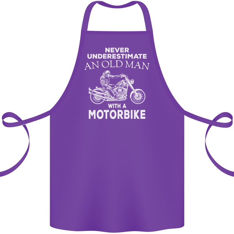 Biker Old Man Motorbike Motorcycle Funny Cotton Apron 100% Organic Purple