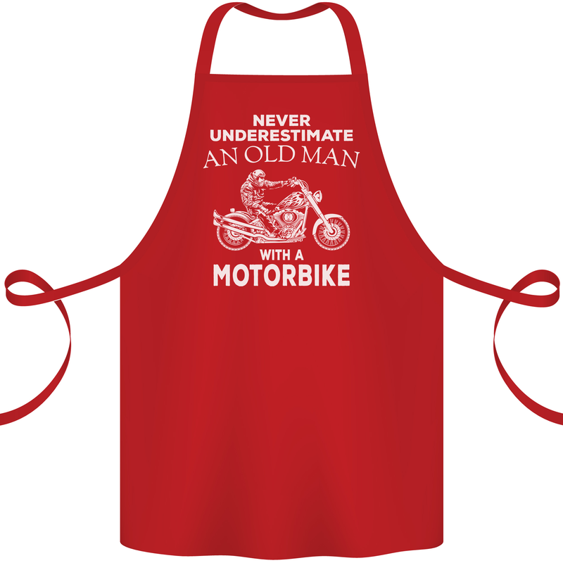 Biker Old Man Motorbike Motorcycle Funny Cotton Apron 100% Organic Red