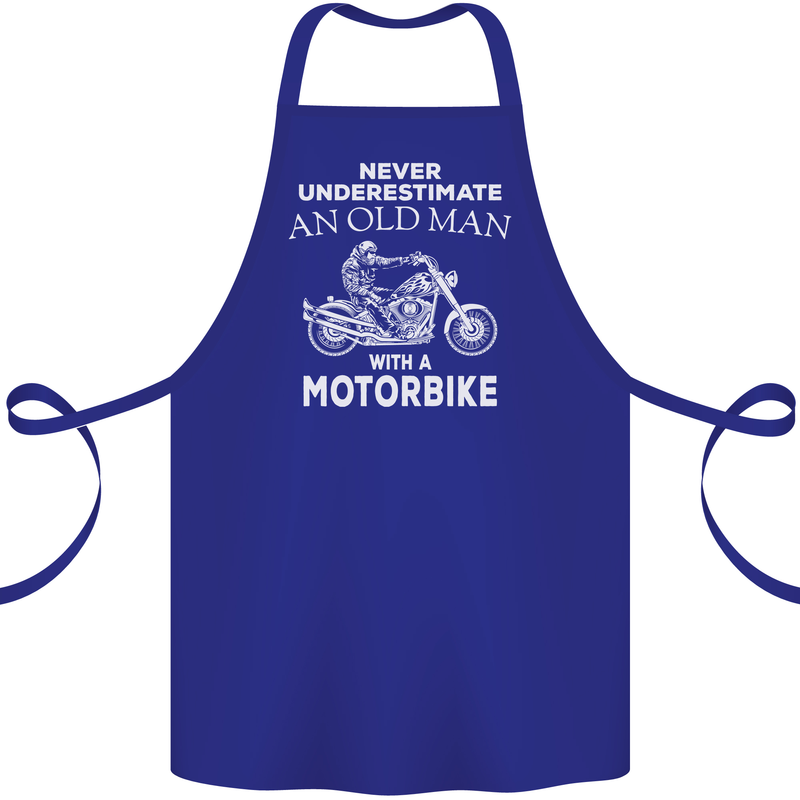 Biker Old Man Motorbike Motorcycle Funny Cotton Apron 100% Organic Royal Blue