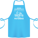 Biker Old Man Motorbike Motorcycle Funny Cotton Apron 100% Organic Turquoise