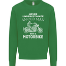 Biker Old Man Motorbike Motorcycle Funny Kids Sweatshirt Jumper Irish Green