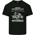 Biker Old Man Motorbike Motorcycle Funny Kids T-Shirt Childrens Black