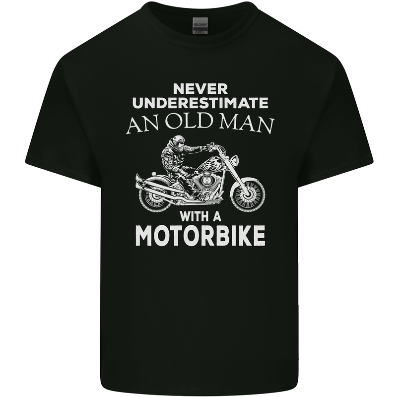 Biker Old Man Motorbike Motorcycle Funny Kids T-Shirt Childrens Black